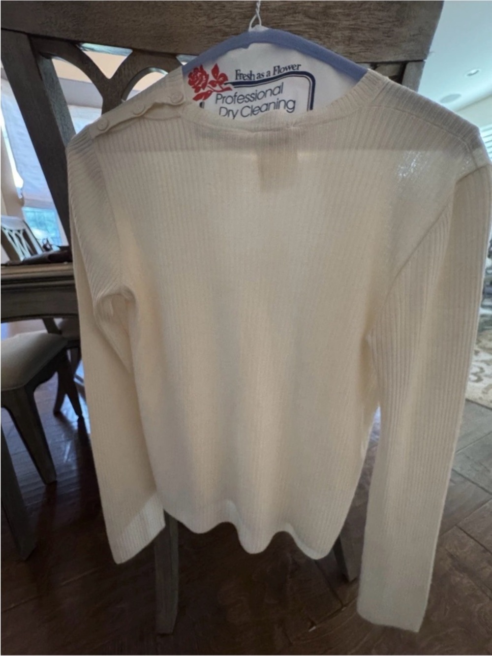 Chanel Sweater Cashmere/Silk Blend. Size 42 Made In Italy Rib Knit Neutral Color